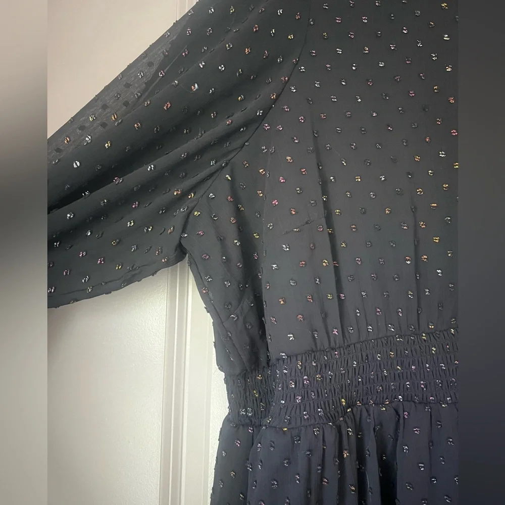 Torrid Mini Clip Dot Blouson Long Sleeve Dress - Picture 4 of 12